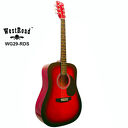 Gitara akustyczna WG-29 RDS czerwona podpalana WestRoad